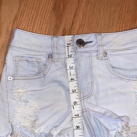 American Eagle Super Super Stretch Distressed Midi Shorts 00 - Picture 8 of 8